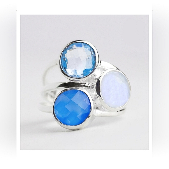 ❤️ GLOWING TRIO STERLING SILVER RING - Picture 1 of 5